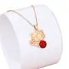 2022 moda nacional nuevo Tigre Tigre Shengwei colgante zodiacal incrustado rojo del sur retro traje temperamento hada collar