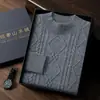 Suéter de Cachemira Otoño e Invierno 2024 Nuevo para Hombre Holgado de Cuello Alto Medio Prenda Base Diamante Color Sólido Suéter de Punto