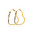 Aretes clásicos populares europeos y americanos transfronterizos de acero de titanio con diamantes en forma de corazón, elegantes, combinables con todo, modernos, con diamantes coloridos, amor, aretes exagerados
