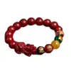 Pulsera Pixiu Dios de la Riqueza de Cinco Vías de Cinabrio Crudo con Alto Contenido de Oro Púrpura Arena Roja Imperial, Pulsera de Año de Nacimiento, Disponible al por Mayor