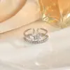 Anillo Popular Exquisito de Piedra Preciosa Ultra Brillante Nicho Lujo Ligero Personalizado para Mujer Abierto Ajustable Anillo de Gama Alta Venta al por Mayor