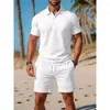 Nuevo conjunto de verano para hombre, casual, deportivo, versátil, corte slim, manga corta, moda, camiseta POLO y shorts, transfronterizo