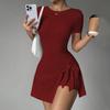 Vestido Deportivo de Dos Piezas Anti-Exposición Ajustado con Tirantes, Adelgazante Casual Fitness Espalda Descubierta Yoga Tenis