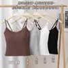 Camisola de Algodón Puro para Mujer, Versátil, de Encaje Calado, Belleza de Deseo Puro, Espalda Fija con Copas, Oculta los Costados, Tirante Fino, Otoño
