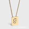 Collar de Letra Lisa Mismo Estilo 26 Inglés Cuadrado Marca Collar Cuadrado para Mujer Colgante de Oro de 18K Cadena Clavicular Lujo Accesible