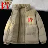 Novo Lançamento Americano Casaco de Algodão com Gola Alta e Blocos de Cor em Veludo Cotelê Roupa de Casal Casaco de Algodão Masculino à Prova de Vento e Quente Roupa de Inverno