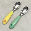 Acero Inoxidable 304 Cuchara Lingote para Niños Bebé Guardería Vajilla Portátil para Bebé Cuchara para Comer de Dibujos Animados para Niños