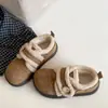 Sapatilhas Confortáveis com Velcro Roupa de Trabalho Sapatilhas Sapatos de Pelo Moda Outono e Inverno Retrô Solado Grosso Boca Rasa Antiderrapantes Sapatos de Algodão para Mulheres