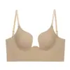Ropa interior sexy europea y americana para mujer, pecho pequeño, push up, sin costuras, sin espalda, espalda especial de belleza, conjunto de sujetador, realce de senos, anti-flacidez
