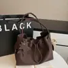 Bolso de Hombro con Cordón Retro Transfronterizo de Nicho para Mujer, Elegante y Versátil para Invierno, con un Diseño Texturizado Casual de Hombro y Cruzado