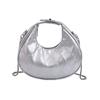 Bolso de cadena con bordado de diamantes, nuevo bolso cruzado elegante de color liso con cierre, bolso de hombro informal de moda con forma de media luna, 2024