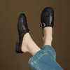 Zapatillas de Media Piel Caladas Tejidas a Mano para Mujer, Sandalias de Verano para Exterior, Zapatos Mary Jane Franceses, Zapatillas Mula