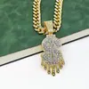 Estilo Hip Hop Letra S Gota d'Água Patchwork Dólar Americano Corrente Cubana Usável Pingente Hip Hop Tendência Colar