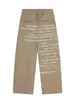 Jeans Scimitar Khaki Retro Americano para Mulheres Outono 2025 Novo Solto Caimento Largo Perna Larga Sickle Calça Banana