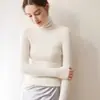 Suéter de Cachemir 100% Sin Costuras para Mujer Otoño Invierno Cuello Alto Adelgazante Jersey de Punto Top Base