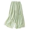 [Personalizado] Pantalones Casuales de Doble Capa con Abertura Versátiles de Verano, Culottes Elegantes con Caída, Nuevos Pantalones de Pierna Ancha Estilo Chinoiserie