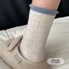 Meias Cinzas de Lã de Cano Médio para Mulheres, Engrossadas para Outono e Inverno, Meias Quentes Femininas Estilo Coreano, Meias Slouch Sem Costura com Borda Enrolada Estilo Japonês para o Inverno