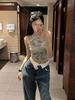 Top sin mangas con estampado tie-dye de nicho estilo americano, sentido del diseño, corto, entallado, adelgazante, chica picante, chaleco pequeño al por mayor