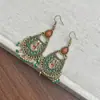 Pendientes de Gancho con Borla de Cuentas de Arroz Estilo Étnico, Pendientes de Personalidad Temperamento Moda Retro, Accesorios para Orejas de Nicho de Diseñador