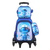 Mochila Escolar de Cuero 3D de Arrastre Juego de Tres Piezas Mochila de Arrastre Infantil de Dibujos Animados Bolsa de Almuerzo Venta Directa de Fábrica