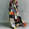 Colección Otoño 202: Nueva Moda Femenina Europea y Americana, Vestido Largo de Gama Alta, Vestido Estampado Casual de Corte Holgado Estilo Francés