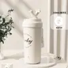 Nova Caneca Térmica Lírio-do-Vale Aço Inoxidável 316 Caneca de Café com Aparência Premium para Meninas Grande Capacidade com Canudo Caneca de Presente