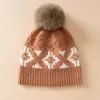Chapéu de Cashmere Puro Chapéu de Tricô Feminino Chapéu com Pom Pom de Pelo Chapéu com Proteção para Orelhas Chapéu Quente Chapéu de Lã para Ciclismo ao Ar Livre Chapéu para Frio