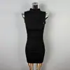 Vestido Cruzado Estilo Dongdaemun Coreano, Ajustado, Sexy, Cuello Semi Alto, Ceñido a la Cintura, Bodycon sin Mangas