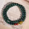 Pulsera de Bolas de Incienso Doble Círculo 6mm para Hombres y Mujeres, Estilo Diseñador de Lujo Ligero, Pulsera de Hilo de Bolas Redondas de Incienso, Joyería de Mano Vintage