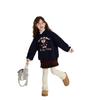 Sudadera de Encaje de Oso de Dibujos Animados Coreano para Niñas Invierno Niños Terciopelo Engrosado Cálido Top con Capucha Ropa Infantil Transfronteriza