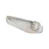 Sapatos femininos rasos de cetim com bico quadrado, novo estilo 2025, sapatos baixos delicados com strass para o dia a dia e para sair à noite