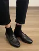 2026 Primavera/Otoño Estilo Británico Retro Camelia Estilo Perezoso Slip-on Tacón Grueso Mocasín Moda Zapatos Individuales para Mujer