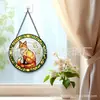 Pendente Colorido de Vidro Raposa Cruzada Ornamento de Vidro para Casa Decoração de Janela Jardim Pegador de Sol