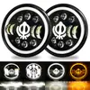 Fabricante Original 7 pulgadas Wrangler Faro Cabeza de Pirata Vehículo Todoterreno con Ojos de Ángel Blancos y Amarillos Luz Diurna