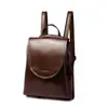 Mochila feminina de couro genuíno, bolsa grande de couro bovino, estilo britânico vintage versátil transversal bolsa de mão casual em couro encerado a óleo
