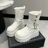 Botas de Neve Casuais com Solado Grosso de Uso Duplo para Mulheres, Nova Moda Outono/Inverno 2026 Botas Versáteis Confortáveis com Forro de Pelúcia de Cano Médio para Mulheres