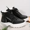 Martins Botas Femininas 2024 Novo Outono e Inverno Sapatos de Algodão Botas Curtas Esportivas Casuais com forro de lã Sapatos Femininos de Cano Alto Outono