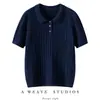 Suéter de cachemira tejido a punto de ochos completo para mujer, cuello tipo polo, manga corta, estilo pullover, adecuado para otoño e invierno, top de punto casual y versátil