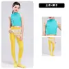 Conjunto de niña para danza jazz, top sin mangas verde de cuello alto, ropa de práctica, ropa de gimnasia, ropa de entrenamiento de yoga, ropa de baile para niñas