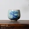 (Oferta especial) Tetera de Estilo Antiguo Tianqing Ru Kiln con Esmalte Craquelado y Tapa de Tres Piezas, Taza Maestra de Cerámica Azul y Blanca Taza de Degustación