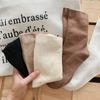Calcetines de Algodón Puro para Mujer hasta Media Pantorrilla, Calcetines Sin Costuras, Estilo Otoño e Invierno Negro, Calcetines Largos de Maternidad, Dulce Estilo Ins al Por Mayor