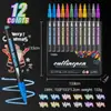 Bolígrafo de doble línea Amazon transfronterizo color pluma de escritura a mano pluma metálica pluma de contorno marcador fluorescente de 36 colores para pintar a mano