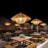 Lámpara Colgante Tejida de Bambú, Iluminación Estilo Chino Nuevo, Lámpara de Comedor Zen de Ratán para Sala de Té, Linterna Japonesa de Bambú, Pantalla de Lámpara Antigua para Casa de Té