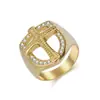 Anillo de Dedo de Moda con Forma de Escudo Cruzado para Hombre, Personalidad Retro, Incrustado con Diamantes, Venta Caliente Transfronteriza en Amazon