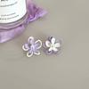 Aretes de Flor Morada con un Diseño Fresco y Único, Aretes de Clip para Orejas sin Perforar, Diseño de Nicho