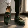 Mocasines transfronterizos, zapatos de hombre a la moda estilo coreano con flecos estilo británico, mocasines de gamuza y cuero nobuck, zapatos pequeños de cuero