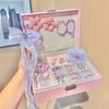 Set de Caja de Regalo de Accesorios para el Cabello de Niña Gomas para el Cabello Corona de Princesa Aisha Tiara Pasador Pasador Caja de Almacenamiento para Niñas Pasador Femenino