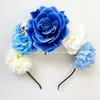 Diadema de Flor de Rosa Grande Nueva Transfronteriza Accesorios de Calavera de Flor Simulada Tridimensional Diadema de Calavera Alta para Fiestas Festivas para Mujeres