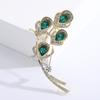 Diseño Creativo Europeo y Americano Moda Pin Calla con Incrustaciones de Diamantes Retro Esmeralda Elegante Estilo Hong Kong Pin Accesorios para Traje