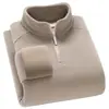 Lana de OvejaSudadera con Media Cremallera y Cuello Alto para Hombre de Otoño e Invierno, Forrada de Polar, Engrosada, Cálida Prenda de Polar, Camiseta Base